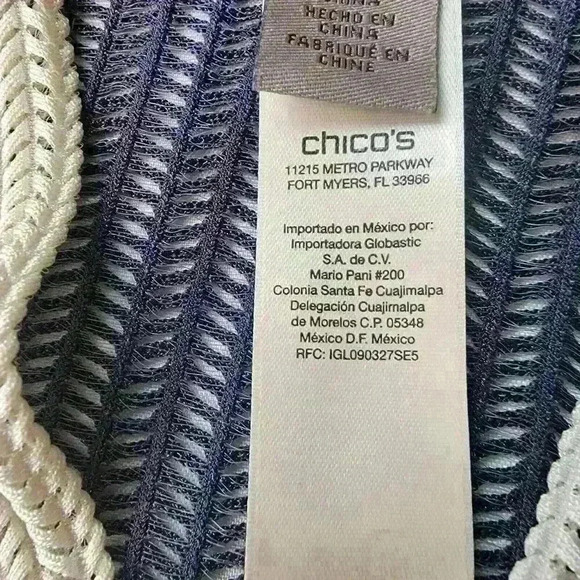 Easywear Chicos 3 Cardigan Womens XL Floral Laser Cut Striped Nylon Blend Open - Picture 10 of 16